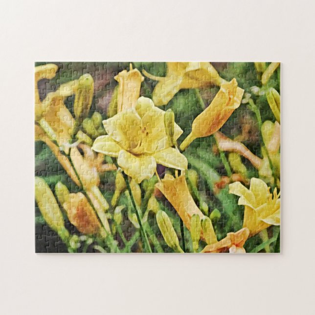 Puzzle Jaune Jaune Or Lily Fleurs Jardin (Horizontal)