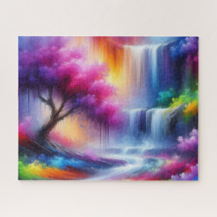 Puzzle Jaune moderne bleu rouge AI Généré Paysage