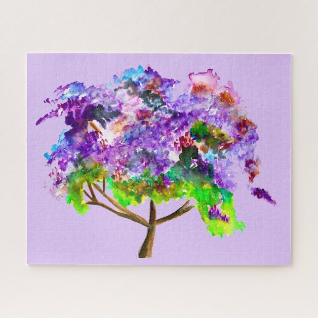 Puzzle Jaune violette arbre aquarelle art (Horizontal)