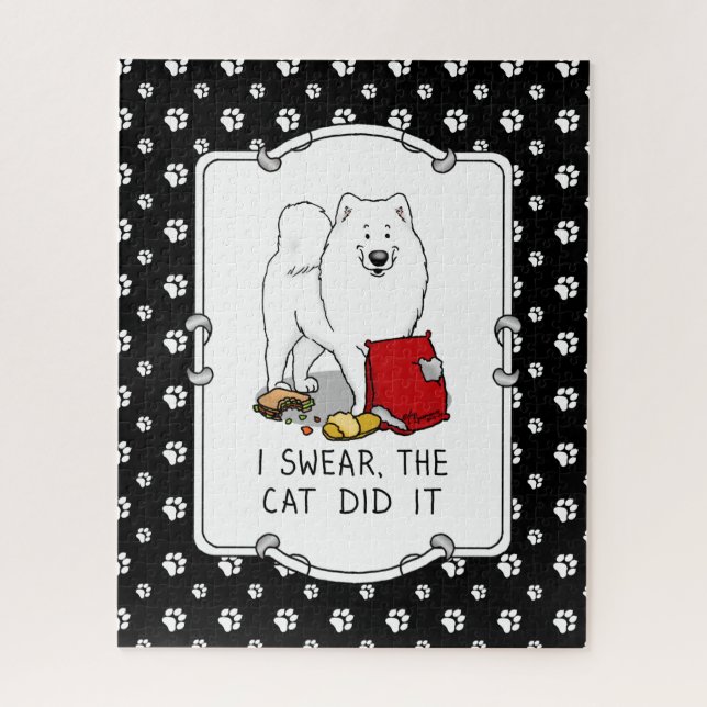 Puzzle Je jure, le chat l'a fait Samoyed Dog (Vertical)