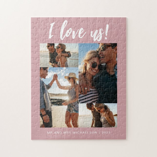 Puzzle Je nous aime Script Photo rose et blanc (Vertical)