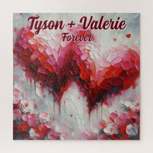 Puzzle Je t'aime deux coeurs Abstraits Personnalisés
