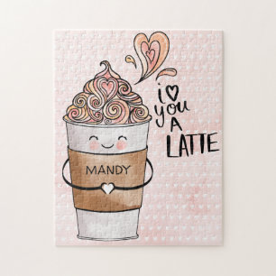 Puzzle Je T'Aime Une Coupe Du Café Latte Kawaii Et Les C