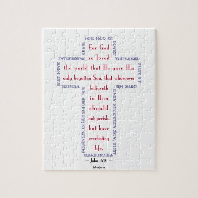 Puzzle Jean 3:16 Croix Rouge, Blanche et Bleue (Vertical)