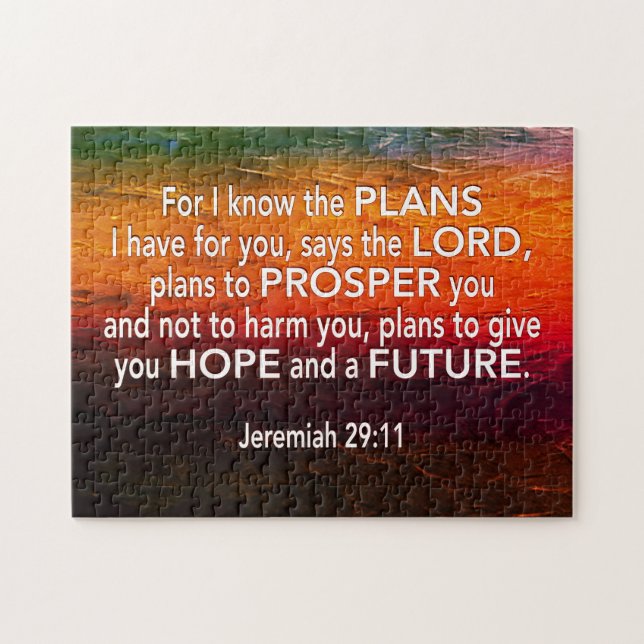 Puzzle Jeremiah 29:11 FOR I KNOW THE PLAN Red Christian (Horizontal)