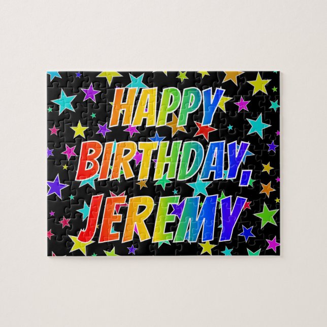 Puzzle "JEREMY" Prénom, Amusant "HEUREUX ANNIVERSAIRE" (Horizontal)