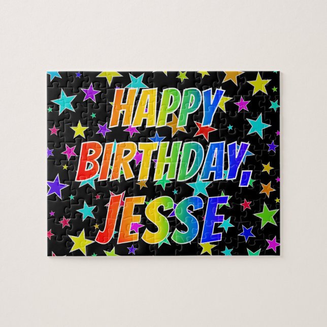 Puzzle "JESSE" Prénom, Amusant "HEUREUX ANNIVERSAIRE" (Horizontal)