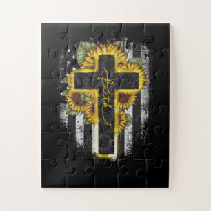 Puzzle Jésus amour   Faith Christian Sunflower USA Drapea