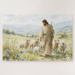 Puzzle Jésus Bon Pasteur Aquarelle Fleur Sauvage