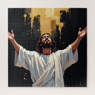 Puzzle Jésus-Christ Notre Sauveur Noir et Or