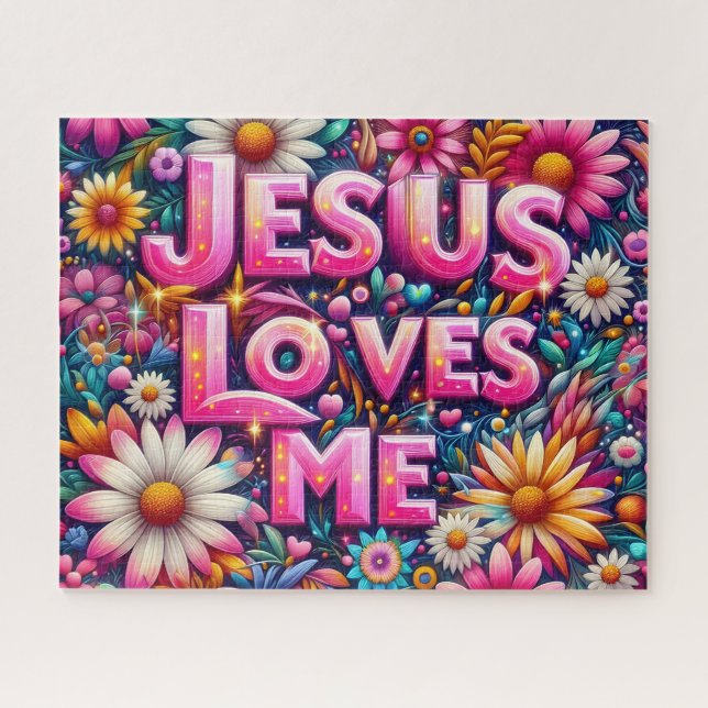 Puzzle Jésus Coloré M'aime (Horizontal)