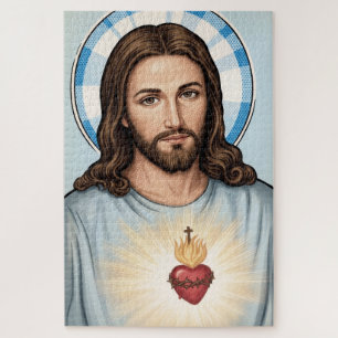 Puzzle Jésus Pop Art Cœur Sacré Style Bande Dessinée Vint
