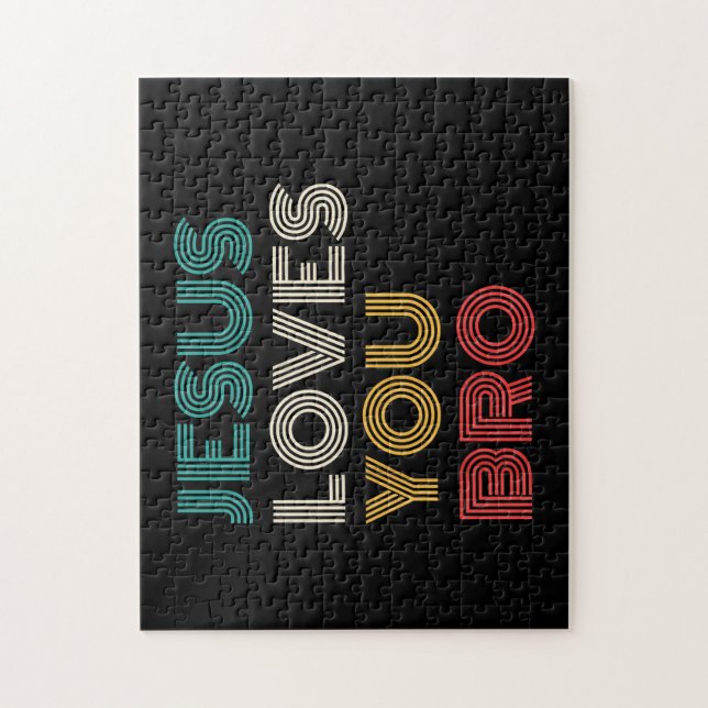 Puzzle Jésus Vous Aime Bro, Drôle Foi Chrétienne Rétro (Vertical)