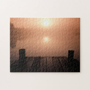 Puzzle Jetée en bois sur le lac au coucher du soleil la