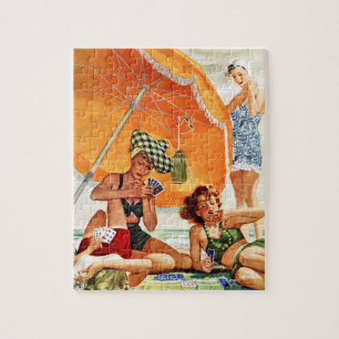 Puzzle Jeu de carte à la plage par Alex Ross