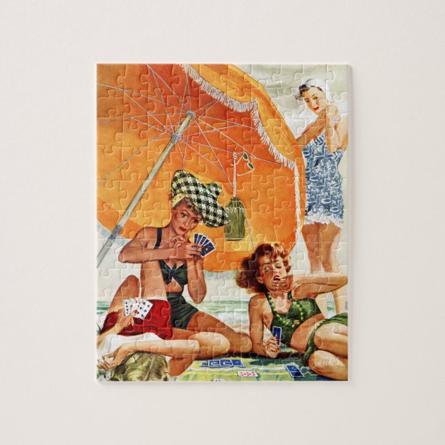 Puzzle Jeu de cartes à la plage par Alex Ross (Vertical)