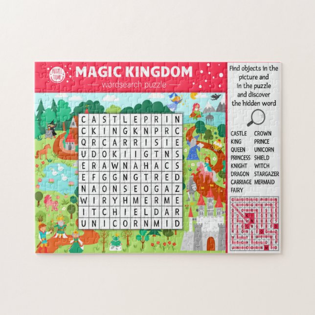 Puzzle Jeu de recherche de mots du château magique pour e (Horizontal)