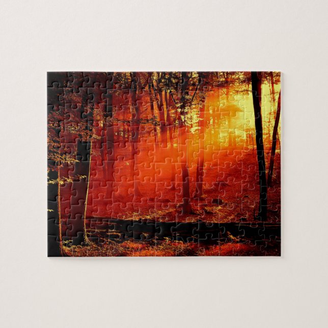 Puzzle Jeu Puzzle-Scène de forêt au coucher du soleil (Horizontal)
