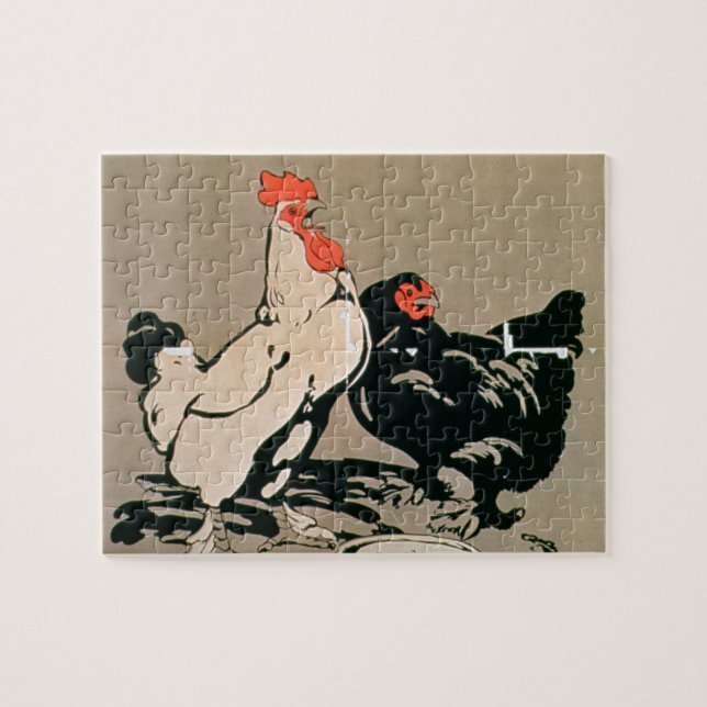Puzzle Jeune coq et poule (litho de couleur) (Horizontal)