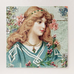 Puzzle Jeune femme aux fleurs Vintage impression