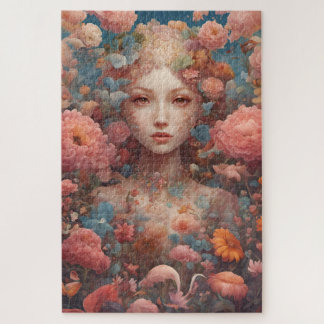 Puzzle Jeune femme en fleurs
