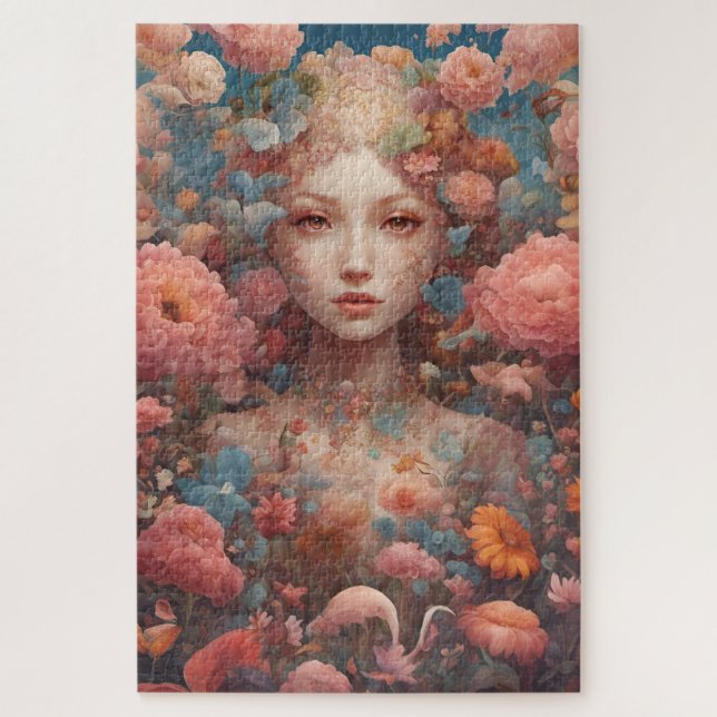 Puzzle Jeune femme en fleurs (Vertical)
