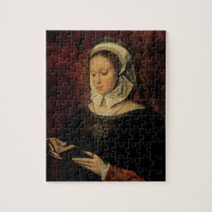 Puzzle Jeune femme lisant un livre des heures (huile sur