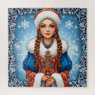 Puzzle Jeune fille de neige Portrait de Belle Hiver