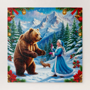 Puzzle Jeune fille de neige scène hivernale enchanteresse
