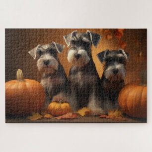 Puzzle Jeune Schnauzer Délice d'Automne Citrouille 