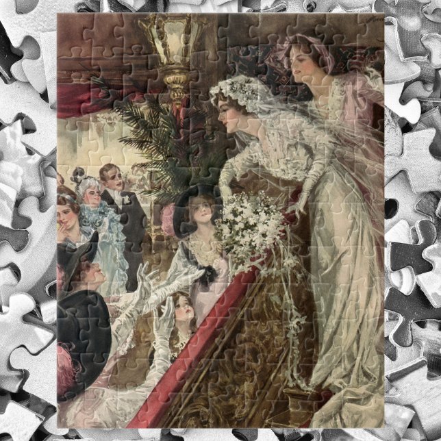 Puzzle Jeunes mariés vintage, mariée victorienne lançant  (Créateur téléchargé)