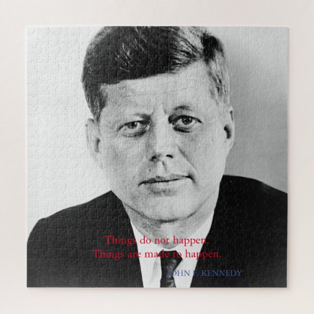 Puzzle JFK John F. Kennedy Citation Les choses n'arrivent (Vertical)