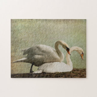 PUZZLE JIGSAW PUZZLE-NESTING SWANS