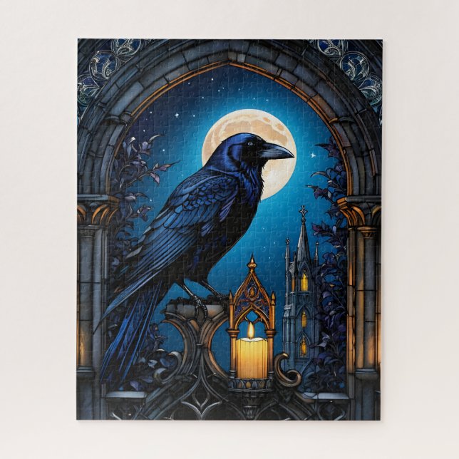 Puzzle Jigsaw Puzzle, Raven Gothic Archway, Halloween (Vertical)