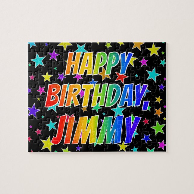 Puzzle "JIMMY" Prénom, Amusant "HEUREUX ANNIVERSAIRE" (Horizontal)