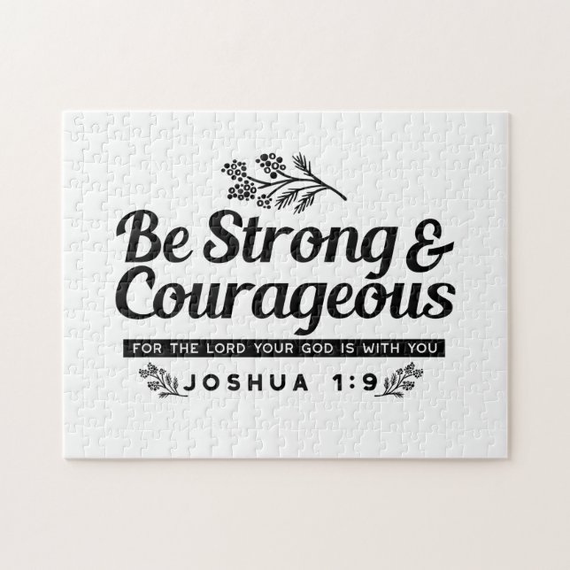 Puzzle Jo 1:9 Conception du Verset biblique -Soyez fort e (Horizontal)