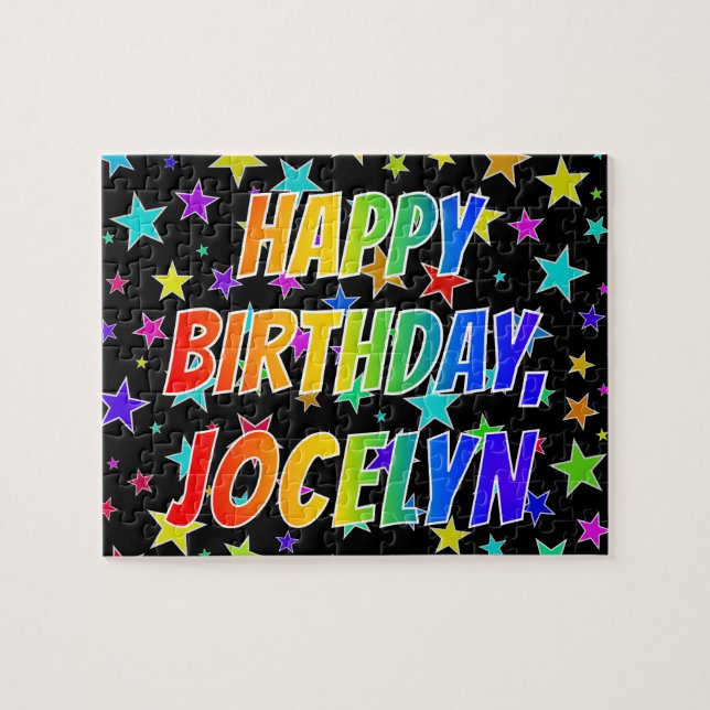 Puzzle "JOCELYN" Prénom, Amusant "HEUREUX ANNIVERSAIRE" (Horizontal)
