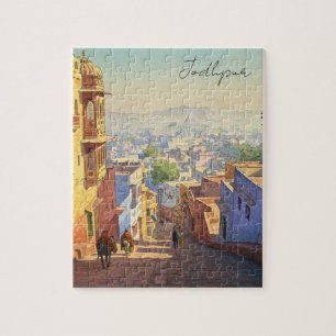 Puzzle Jodhpur India Blue maisons Watercolor