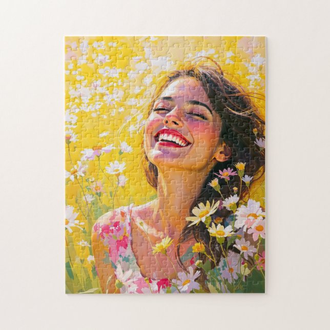 Puzzle Joie Ensoleillée : Fleurir dans l'Instant (Vertical)