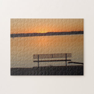 Puzzle Joli Banc au coucher du soleil sur le Mississippi