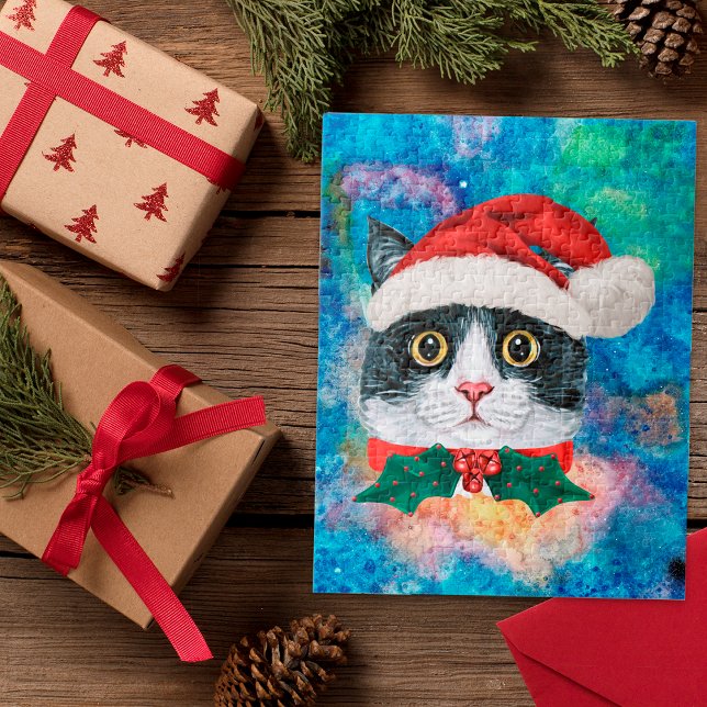 Puzzle Joli cadeau de Noël de chat noir et blanc pour les (Créateur téléchargé)