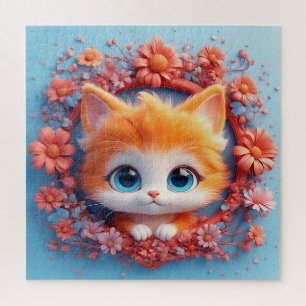 Puzzle Joli Cadeau Fleur de Chat de Dessin Animé pour les