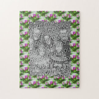 Puzzle Joli Cadre Fleurs Violettes Ajouter Votre Photo