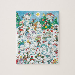 Puzzle Joli caricature Noël Polaire Ours Penguin Party