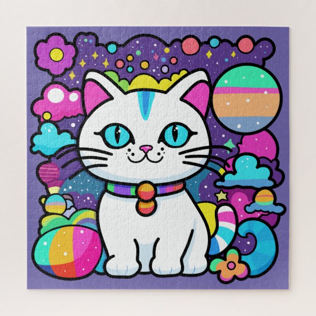 Puzzle Joli Chat Cosmique Blanc (Vertical)
