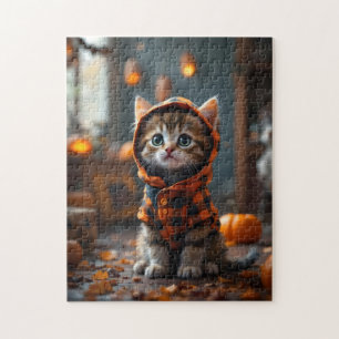 Puzzle Joli chaton dans un manteau noir et orange à Hallo