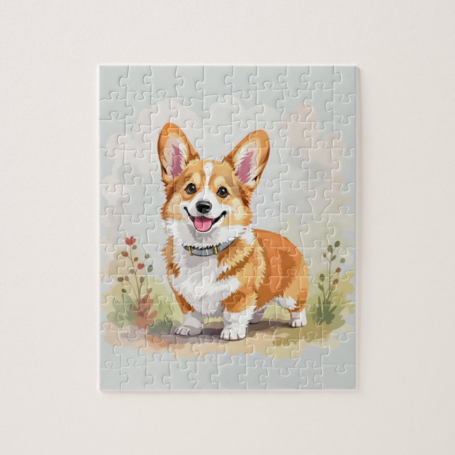 Puzzle Joli chien Pembroke Welsh Corgi rouge (Vertical)