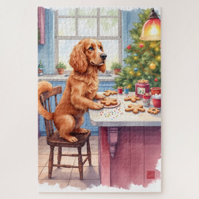 Puzzle Joli Cocker Spaniel Biscuits de Noël Cuisine de No (Vertical)