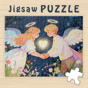 Puzzle Joli cœur d'ange de l'amour de l'âme jumelle garço
