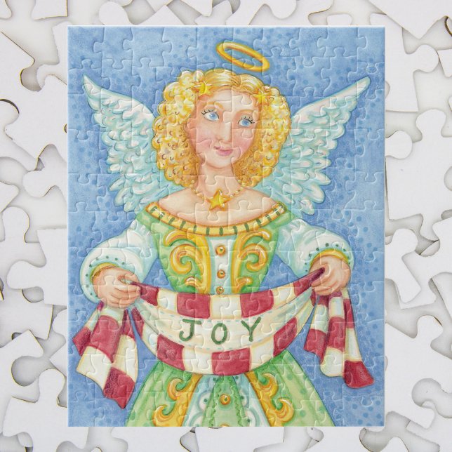 Puzzle Joli dessin de Noël Angel Halo avec bannière Joie (Créateur téléchargé)